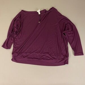 Ava & Viv Tunic Top Blouse Plus Size 2X Purple Boat Neck Long Sleeve Rayon Blend